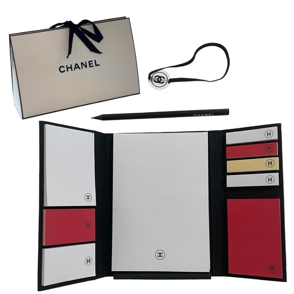 NEW!CHANEL LA Collection Set Note PadPencilSticky Notes & Elastic Closure Band